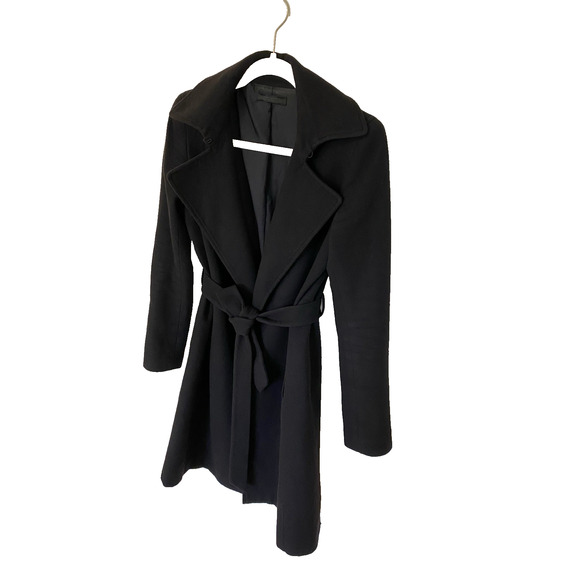 THE ROW Cashmere Belted Wrap Coat Black Sz 0 Quiet Luxury Designer USA - Picture 5 of 16
